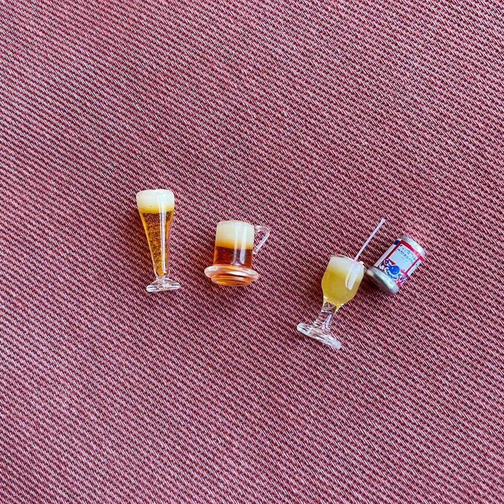 Vintage Miniature Dollhouse Drinks - 3 Beers & 1 Cocktail